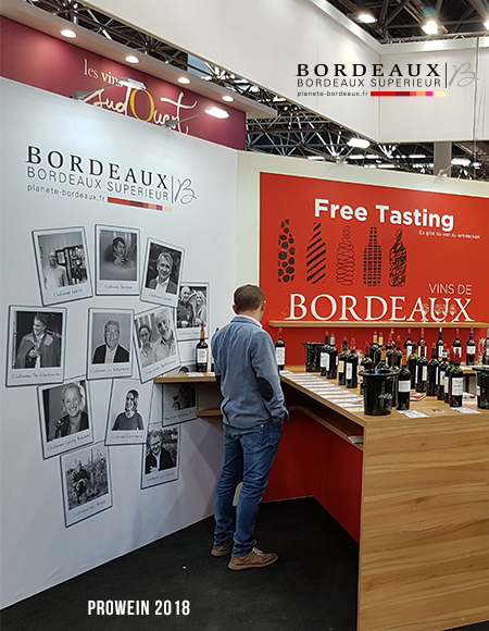 Prowein 2019 avec les AOC Bordeaux et Bordeaux Supérieur visuel stand 2018